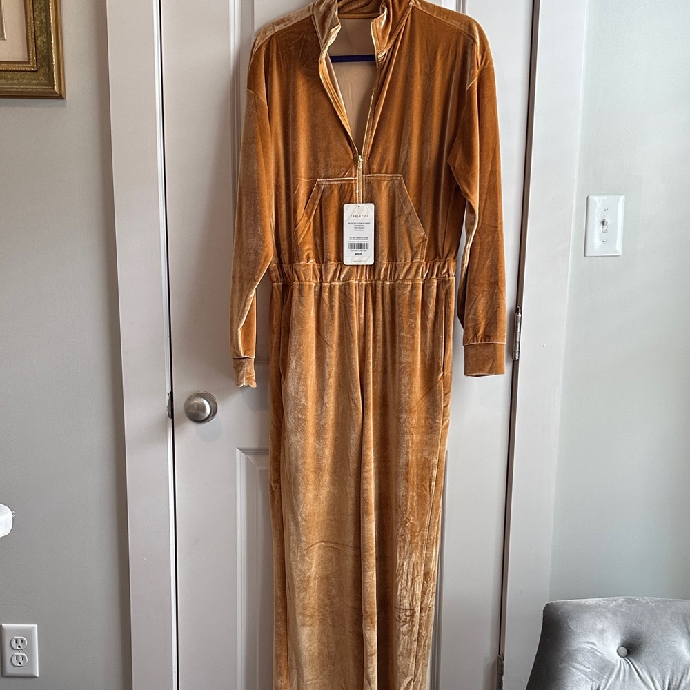 Fabletics Gold Velour Jumpsuit Romper